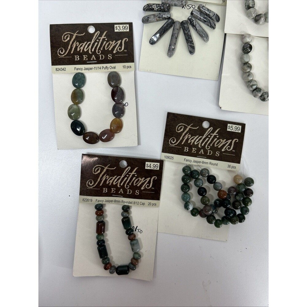 Traditions Beads Stone Jasper Lot Pear Column Round Oval 6-8mm Jewelry Making - Picture 5 of 8